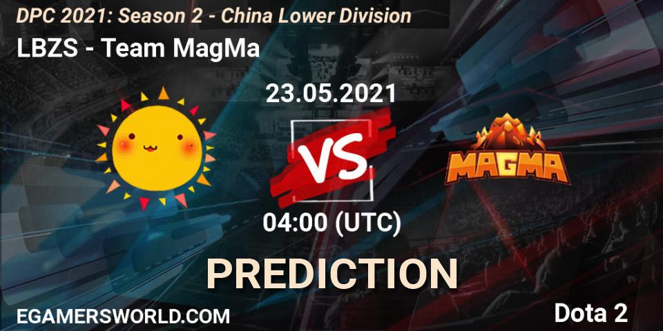 Prognose für das Spiel LBZS VS Team MagMa. 23.05.2021 at 03:56. Dota 2 - DPC 2021: Season 2 - China Lower Division