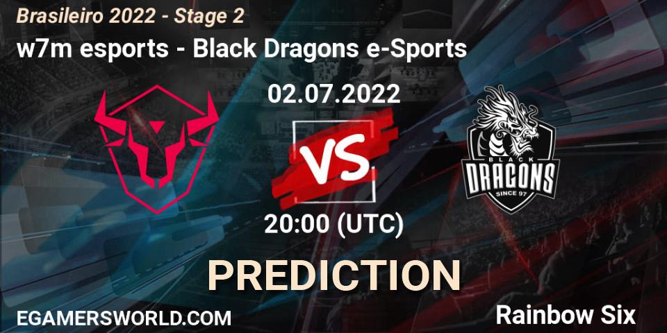 Prognose für das Spiel w7m esports VS Black Dragons e-Sports. 02.07.2022 at 20:00. Rainbow Six - Brasileirão 2022 - Stage 2