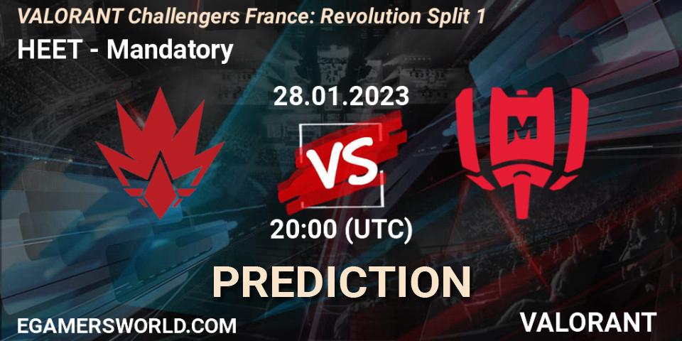 Prognose für das Spiel HEET VS Mandatory. 28.01.23. VALORANT - VALORANT Challengers 2023 France: Revolution Split 1