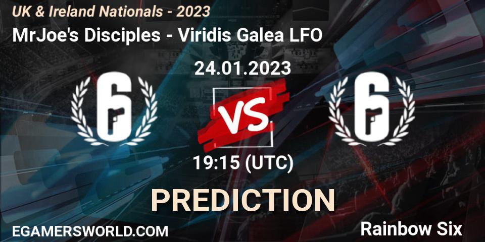 Prognose für das Spiel MrJoe's Disciples VS Viridis Galea LFO. 24.01.2023 at 19:15. Rainbow Six - UK & Ireland Nationals - 2023