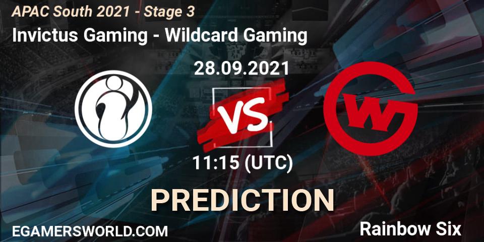 Prognose für das Spiel Invictus Gaming VS Wildcard Gaming. 28.09.2021 at 11:15. Rainbow Six - APAC South 2021 - Stage 3