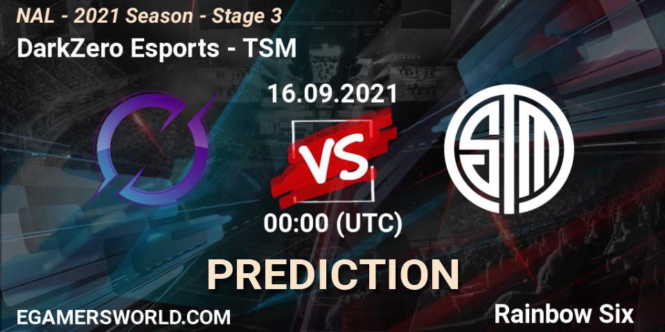 Prognose für das Spiel DarkZero Esports VS TSM. 16.09.21. Rainbow Six - NAL - 2021 Season - Stage 3