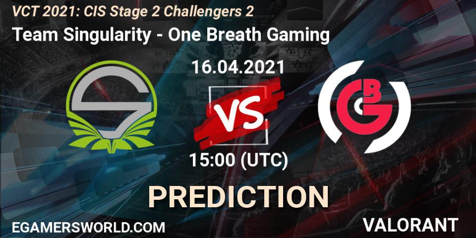 Prognose für das Spiel Team Singularity VS One Breath Gaming. 15.04.2021 at 18:00. VALORANT - VCT 2021: CIS Stage 2 Challengers 2