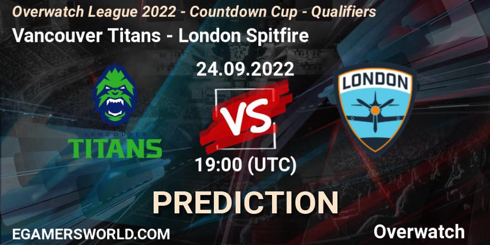 Prognose für das Spiel Vancouver Titans VS London Spitfire. 24.09.22. Overwatch - Overwatch League 2022 - Countdown Cup - Qualifiers