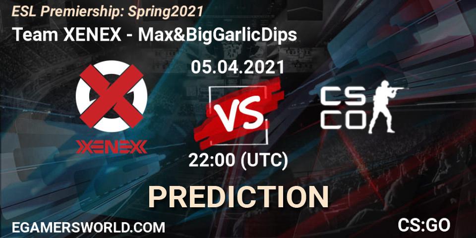Prognose für das Spiel XENEX VS Max&BigGarlicDips. 05.04.21. CS2 (CS:GO) - ESL Premiership: Spring 2021