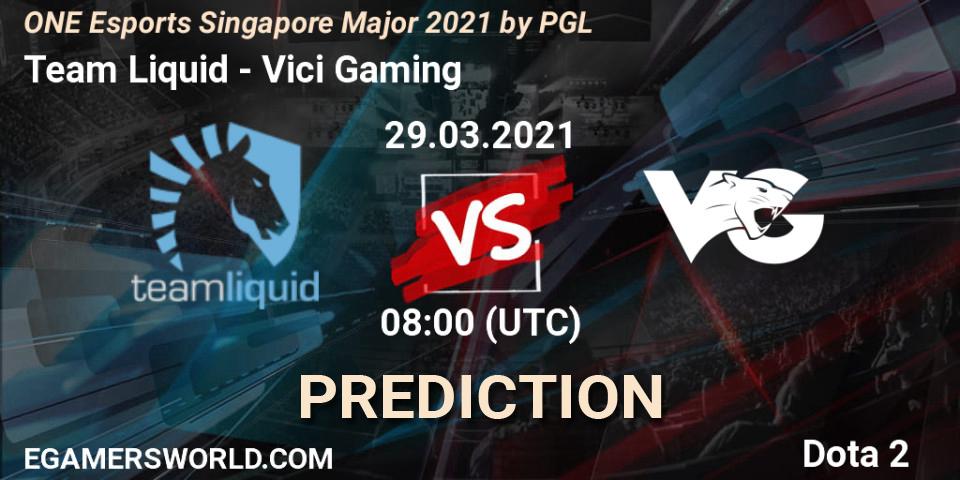 Prognose für das Spiel Team Liquid VS Vici Gaming. 29.03.21. Dota 2 - ONE Esports Singapore Major 2021