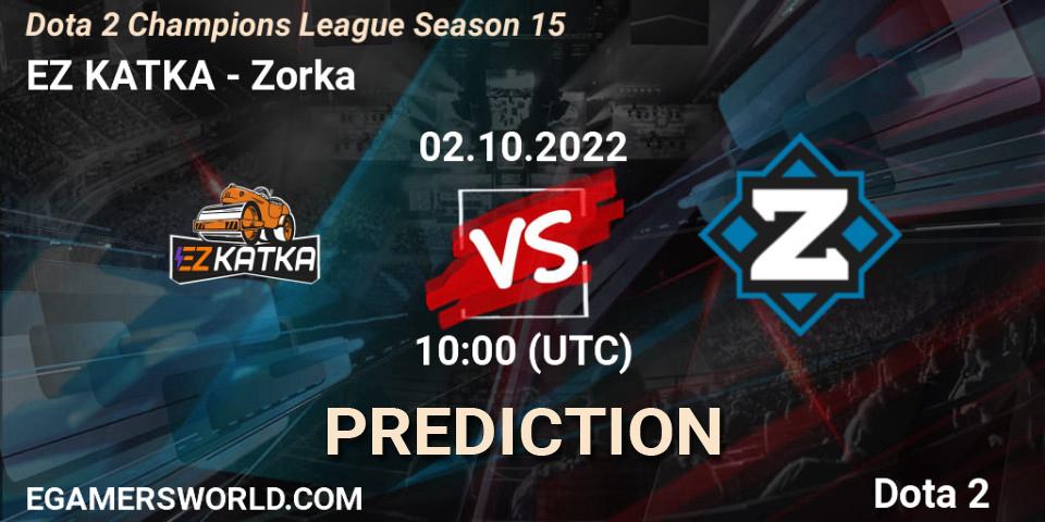Prognose für das Spiel EZ KATKA VS Zorka. 02.10.22. Dota 2 - Dota 2 Champions League Season 15