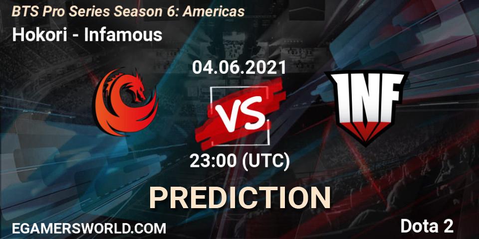 Prognose für das Spiel Hokori VS Infamous. 04.06.2021 at 20:00. Dota 2 - BTS Pro Series Season 6: Americas