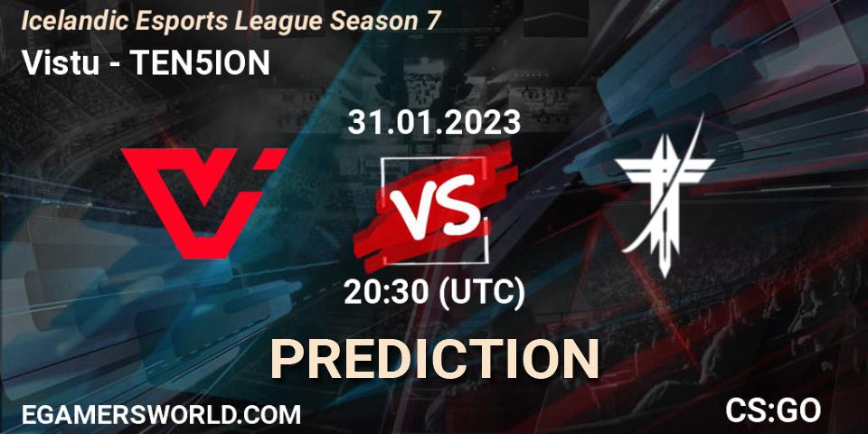 Prognose für das Spiel Viðstöðu VS TEN5ION. 31.01.23. CS2 (CS:GO) - Icelandic Esports League Season 7