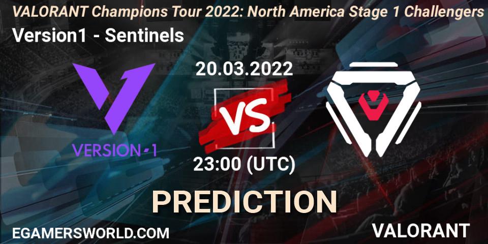 Prognose für das Spiel Version1 VS Sentinels. 20.03.2022 at 23:00. VALORANT - VCT 2022: North America Stage 1 Challengers