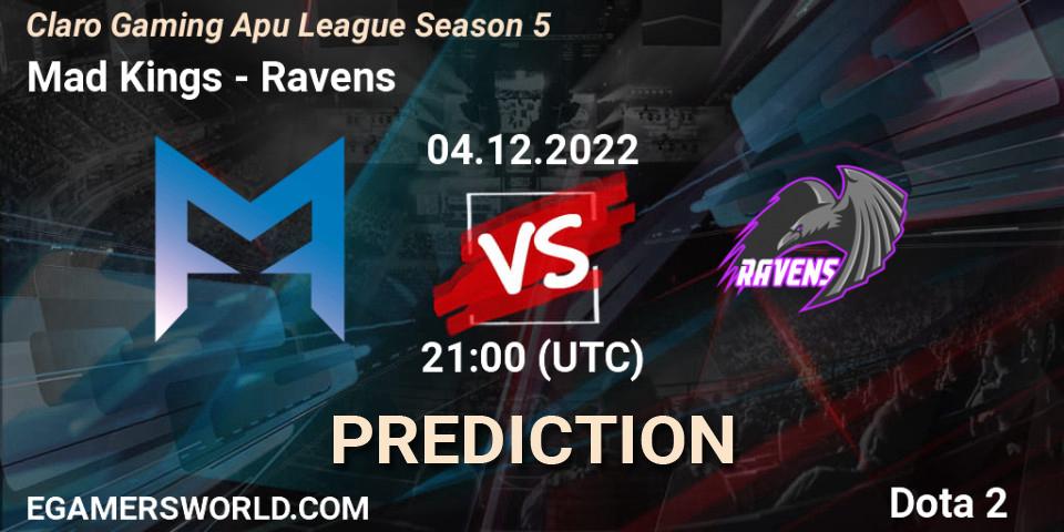 Prognose für das Spiel Mad Kings VS Ravens. 04.12.2022 at 21:30. Dota 2 - Claro Gaming Apu League Season 5