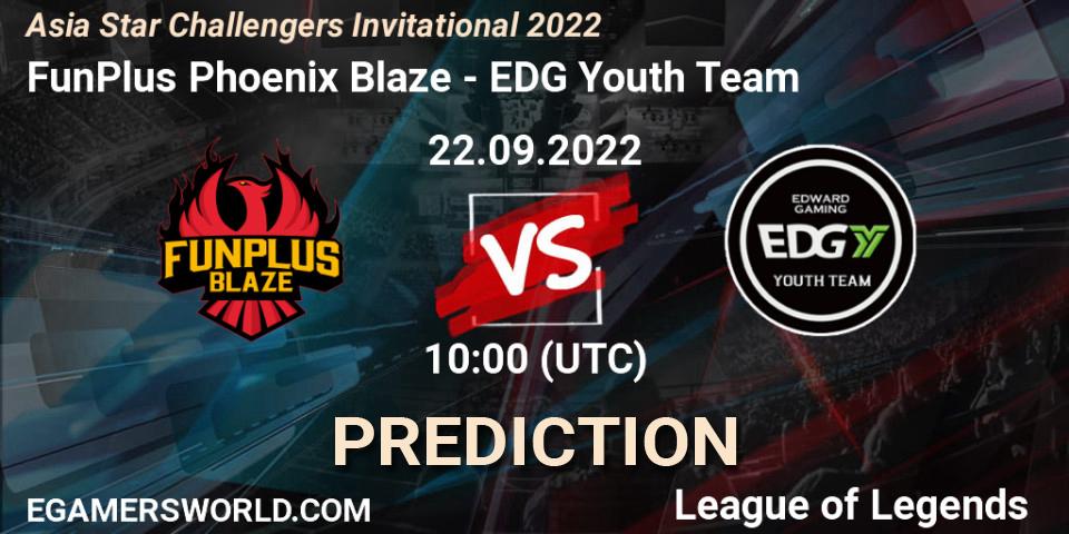 Prognose für das Spiel FunPlus Phoenix Blaze VS EDward Gaming Youth Team. 22.09.22. LoL - Asia Star Challengers Invitational 2022