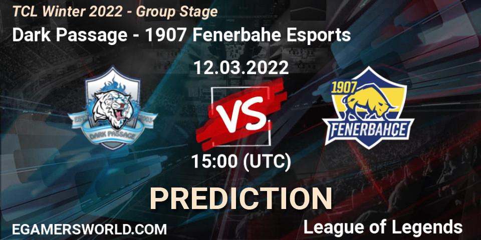 Prognose für das Spiel Dark Passage VS 1907 Fenerbahçe Esports. 12.03.2022 at 15:00. LoL - TCL Winter 2022 - Group Stage