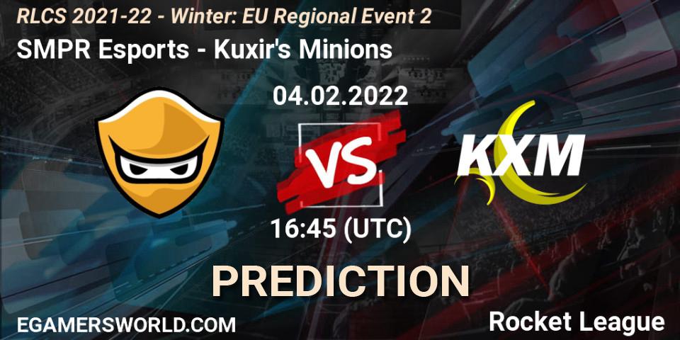 Prognose für das Spiel SMPR Esports VS Kuxir's Minions. 04.02.22. Rocket League - RLCS 2021-22 - Winter: EU Regional Event 2