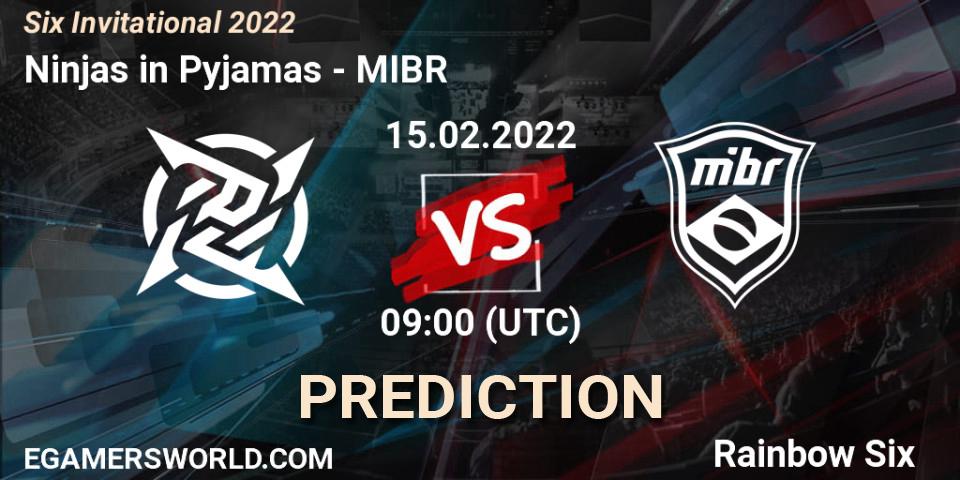 Prognose für das Spiel Ninjas in Pyjamas VS MIBR. 15.02.22. Rainbow Six - Six Invitational 2022