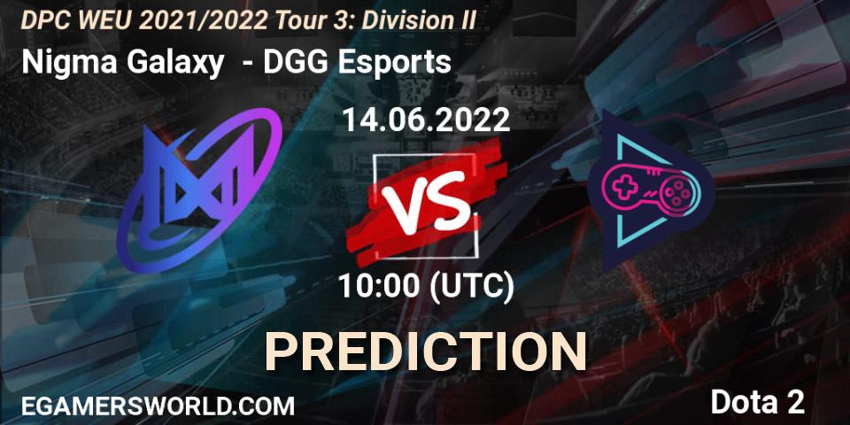 Prognose für das Spiel Nigma Galaxy VS DGG Esports. 14.06.2022 at 09:55. Dota 2 - DPC WEU 2021/2022 Tour 3: Division II