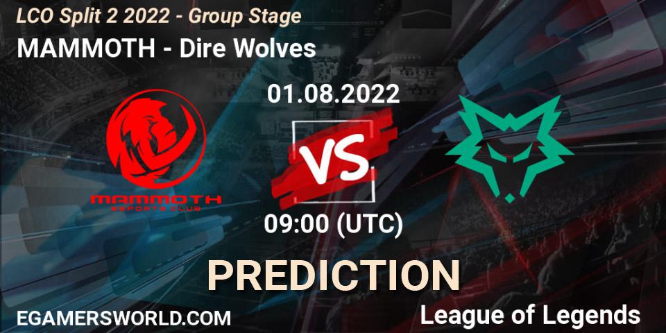Prognose für das Spiel MAMMOTH VS Dire Wolves. 01.08.22. LoL - LCO Split 2 2022 - Group Stage