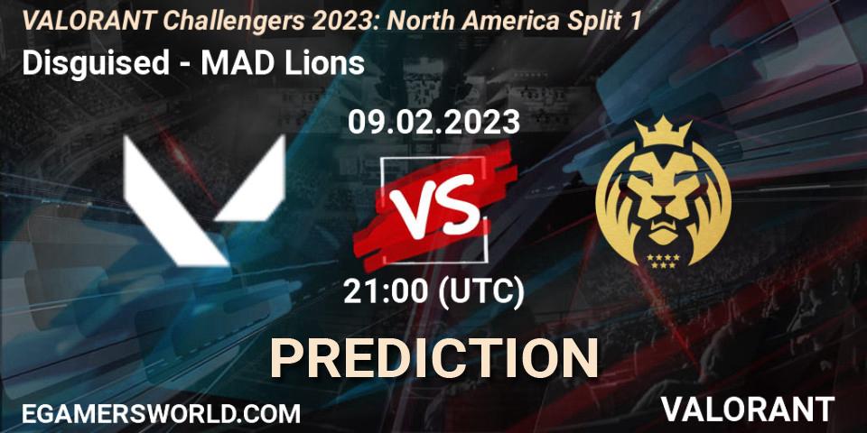 Prognose für das Spiel Disguised VS MAD Lions. 09.02.23. VALORANT - VALORANT Challengers 2023: North America Split 1