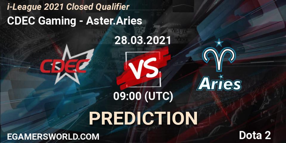Prognose für das Spiel CDEC Gaming VS Aster.Aries. 28.03.2021 at 08:12. Dota 2 - i-League 2021 Closed Qualifier