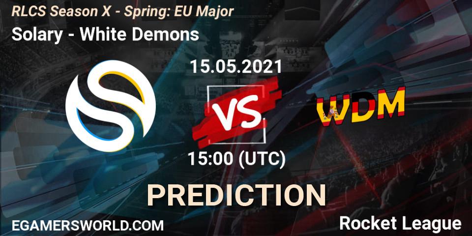 Prognose für das Spiel Solary VS White Demons. 15.05.2021 at 15:00. Rocket League - RLCS Season X - Spring: EU Major