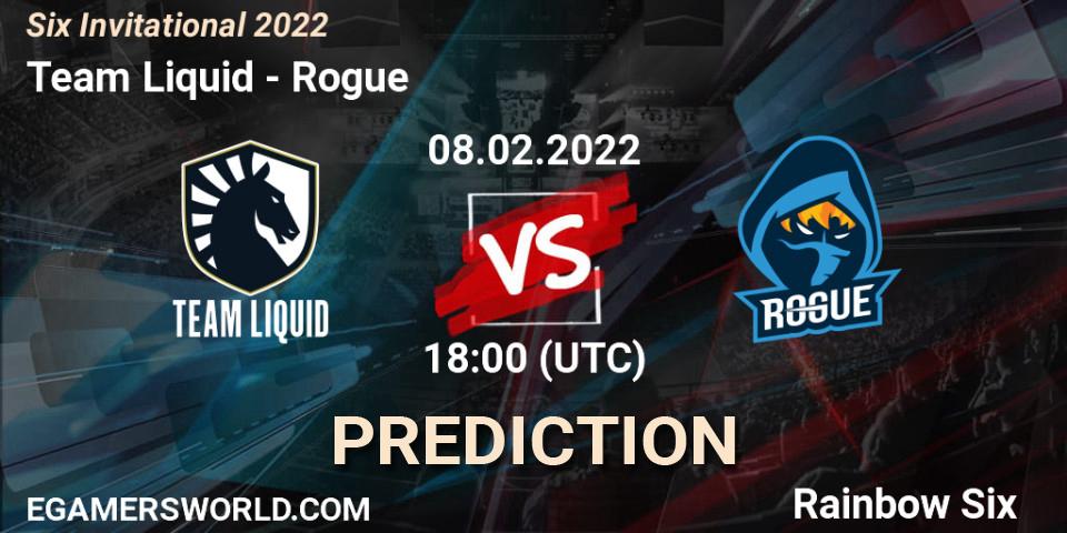 Prognose für das Spiel Team Liquid VS Rogue. 08.02.2022 at 18:00. Rainbow Six - Six Invitational 2022