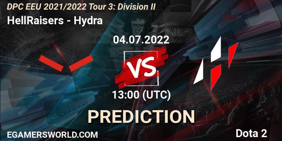 Prognose für das Spiel HellRaisers VS Hydra. 04.07.22. Dota 2 - DPC EEU 2021/2022 Tour 3: Division II