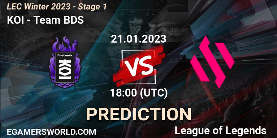 Prognose für das Spiel KOI VS Team BDS. 21.01.23. LoL - LEC Winter 2023 - Stage 1