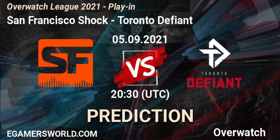 Prognose für das Spiel San Francisco Shock VS Toronto Defiant. 05.09.21. Overwatch - Overwatch League 2021 - Play-in