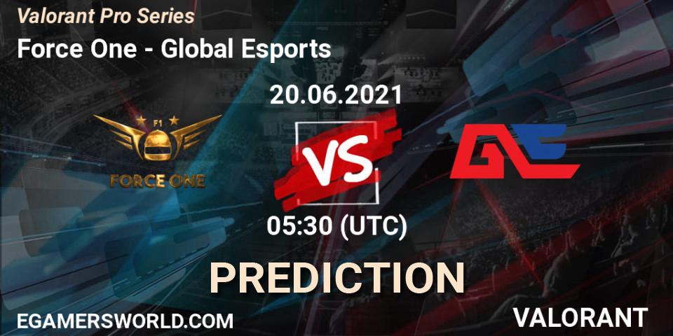 Prognose für das Spiel Force One VS Global Esports. 20.06.2021 at 06:30. VALORANT - Valorant Pro Series