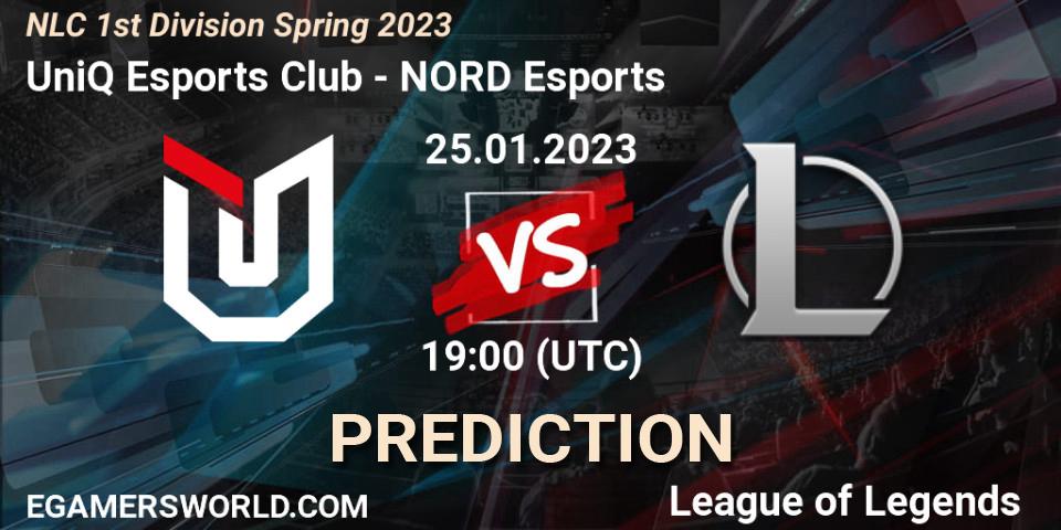Prognose für das Spiel UniQ Esports Club VS NORD Esports. 25.01.2023 at 19:00. LoL - NLC 1st Division Spring 2023