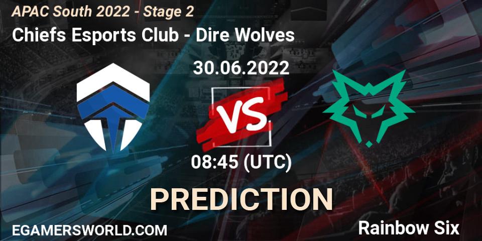 Prognose für das Spiel Chiefs Esports Club VS Dire Wolves. 30.06.2022 at 08:45. Rainbow Six - APAC South 2022 - Stage 2