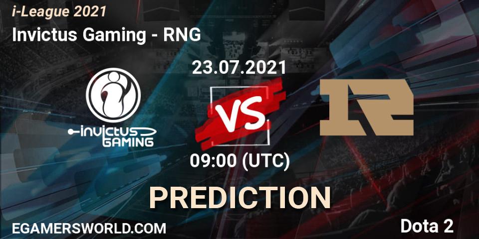 Prognose für das Spiel Invictus Gaming VS RNG. 23.07.2021 at 08:58. Dota 2 - i-League 2021 Season 1