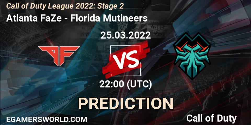 Prognose für das Spiel Atlanta FaZe VS Florida Mutineers. 25.03.22. Call of Duty - Call of Duty League 2022: Stage 2