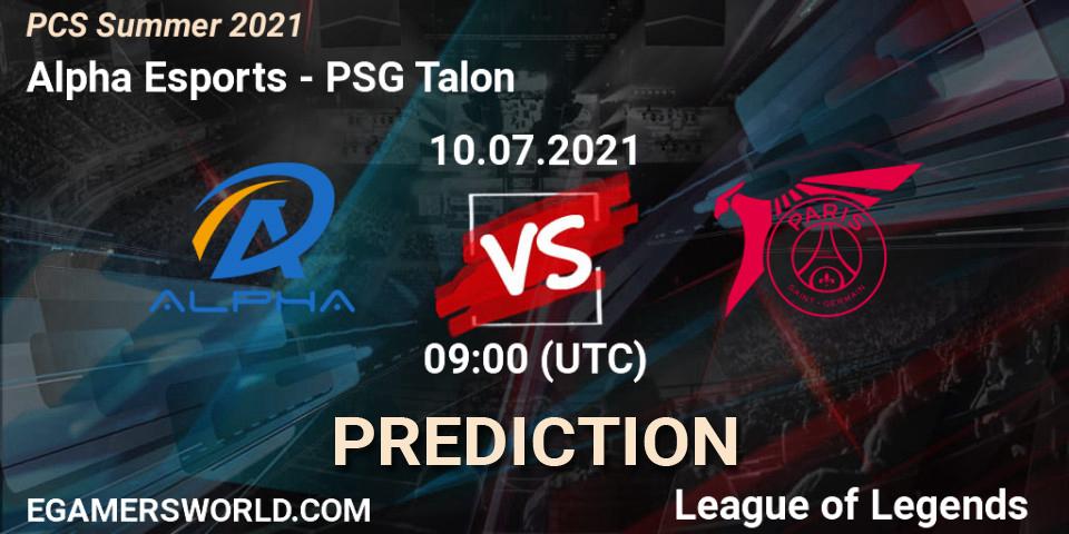Prognose für das Spiel Alpha Esports VS PSG Talon. 10.07.21. LoL - PCS Summer 2021
