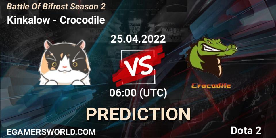 Prognose für das Spiel Kinkalow VS Crocodile. 25.04.2022 at 07:05. Dota 2 - Battle Of Bifrost Season 2