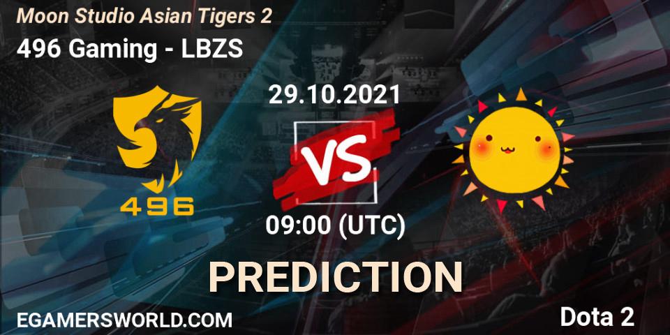 Prognose für das Spiel 496 Gaming VS LBZS. 29.10.21. Dota 2 - Moon Studio Asian Tigers 2