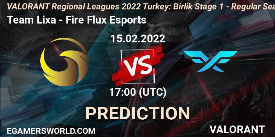 Prognose für das Spiel Team Lixa VS Fire Flux Esports. 15.02.2022 at 18:15. VALORANT - VALORANT Regional Leagues 2022 Turkey: Birlik Stage 1 - Regular Season