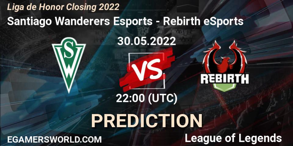 Prognose für das Spiel Santiago Wanderers Esports VS Rebirth eSports. 30.05.2022 at 22:00. LoL - Liga de Honor Closing 2022