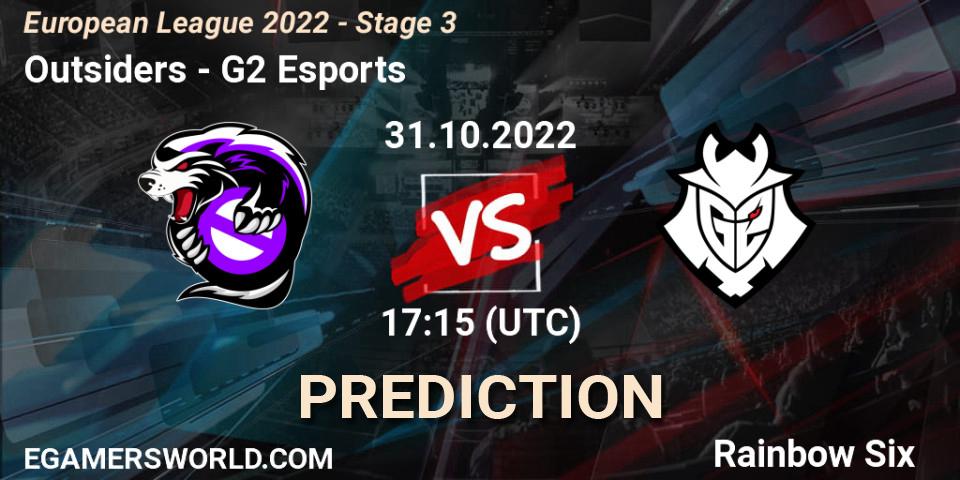 Prognose für das Spiel Outsiders VS G2 Esports. 31.10.22. Rainbow Six - European League 2022 - Stage 3