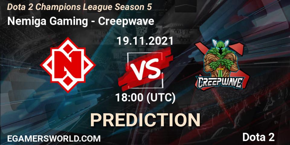 Prognose für das Spiel Nemiga Gaming VS Creepwave. 19.11.21. Dota 2 - Dota 2 Champions League 2021 Season 5