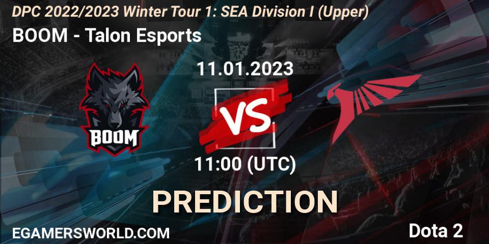 Prognose für das Spiel BOOM VS Talon Esports. 11.01.2023 at 11:00. Dota 2 - DPC 2022/2023 Winter Tour 1: SEA Division I (Upper)