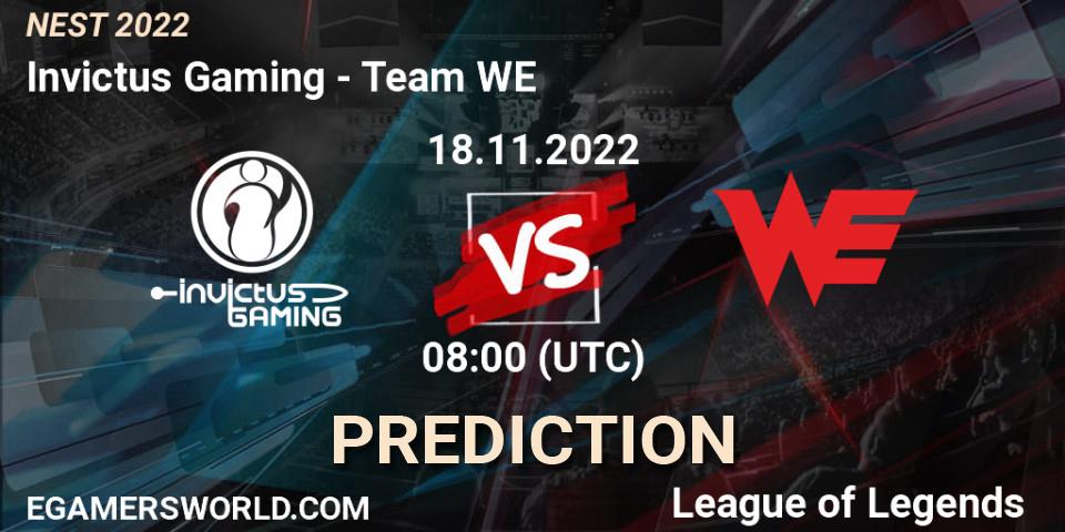 Prognose für das Spiel Invictus Gaming VS Team WE. 18.11.22. LoL - NEST 2022