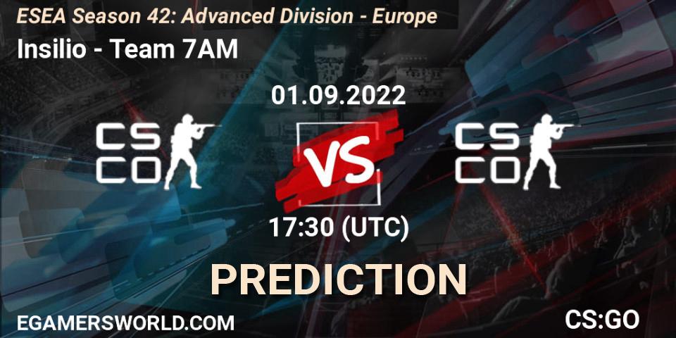 Prognose für das Spiel Insilio VS Team 7AM. 01.09.22. CS2 (CS:GO) - ESEA Season 42: Advanced Division - Europe