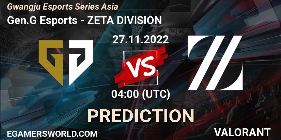 Prognose für das Spiel Gen.G Esports VS ZETA DIVISION. 27.11.22. VALORANT - Gwangju Esports Series Asia