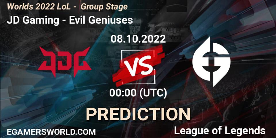 Prognose für das Spiel JD Gaming VS Evil Geniuses. 08.10.22. LoL - Worlds 2022 LoL - Group Stage