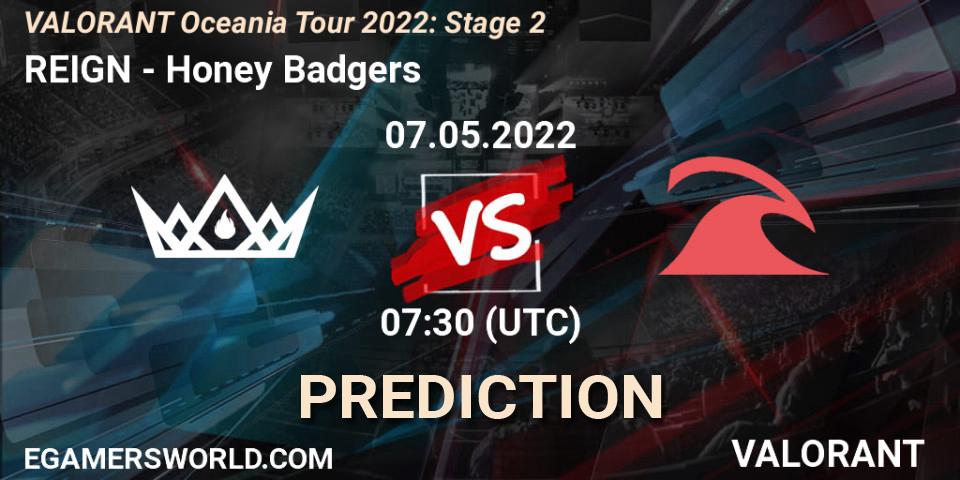 Prognose für das Spiel REIGN VS Honey Badgers. 07.05.2022 at 08:30. VALORANT - VALORANT Oceania Tour 2022: Stage 2