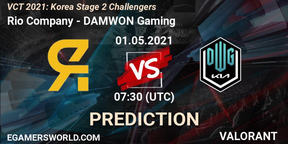 Prognose für das Spiel Rio Company VS DAMWON Gaming. 01.05.2021 at 07:30. VALORANT - VCT 2021: Korea Stage 2 Challengers