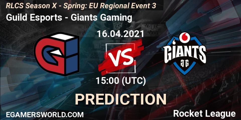 Prognose für das Spiel Guild Esports VS Giants Gaming. 16.04.2021 at 15:00. Rocket League - RLCS Season X - Spring: EU Regional Event 3