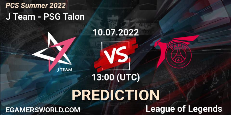 Prognose für das Spiel J Team VS PSG Talon. 10.07.22. LoL - PCS Summer 2022
