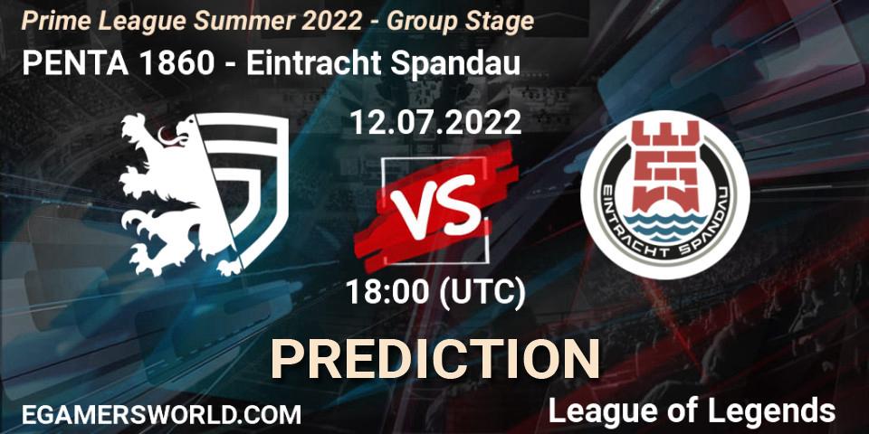 Prognose für das Spiel PENTA 1860 VS Eintracht Spandau. 12.07.22. LoL - Prime League Summer 2022 - Group Stage